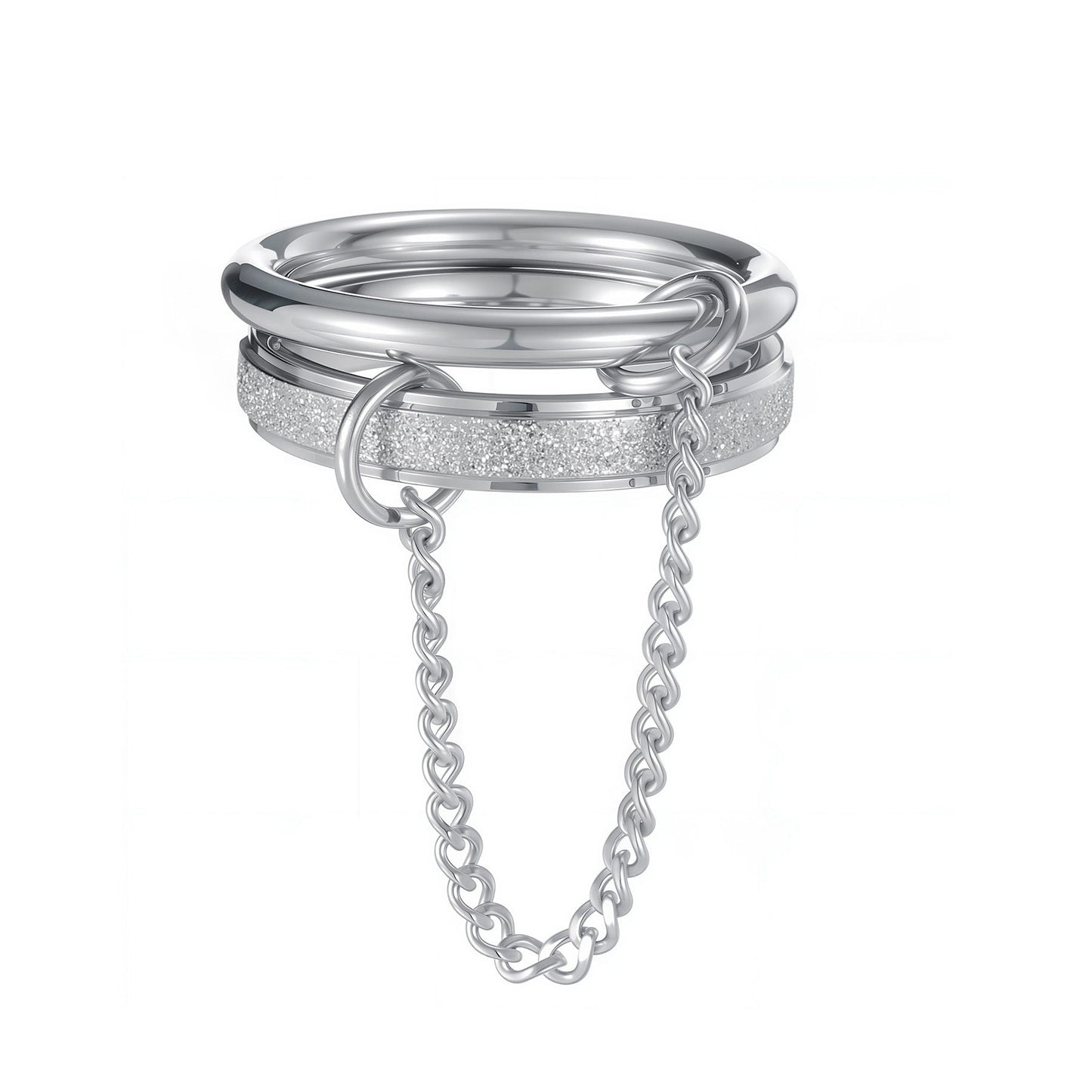 Chain Stainless Steel Stacked Niche Finger Ring
