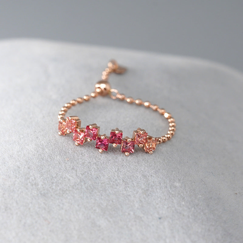 Fashionable And Versatile Square Blue Stone Ring