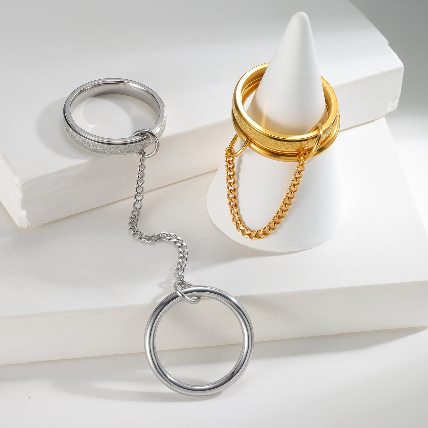 Chain Stainless Steel Stacked Niche Finger Ring