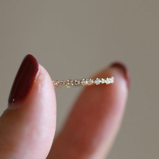 Women's Simple And Versatile Zircon Ring Exquisite Twin Elegant