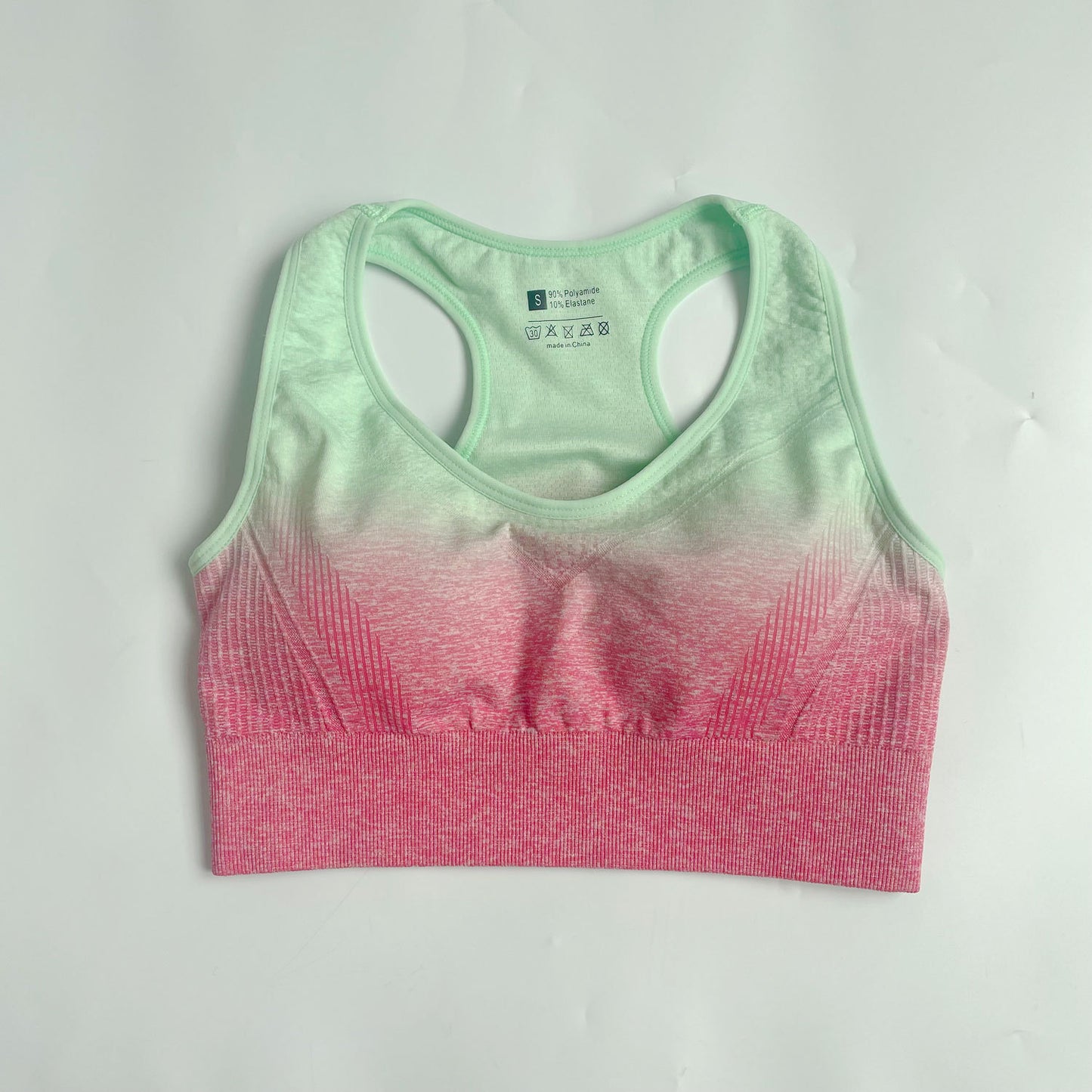 Gradient Seamless Yoga Shorts Women's Sports Gather Bra