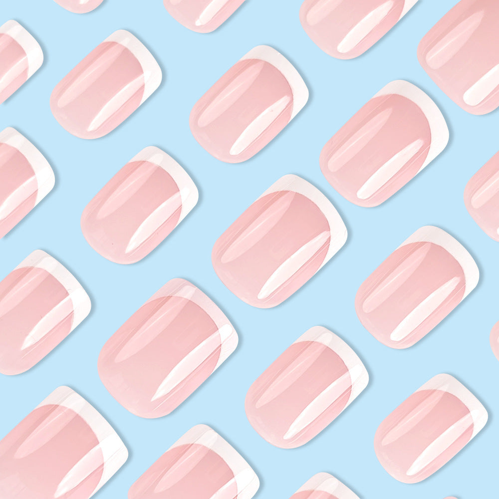 Simple White French Fake Nails