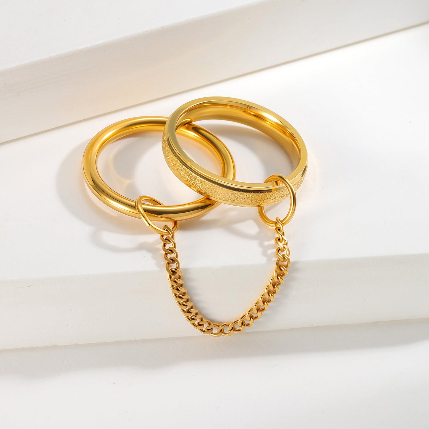 Chain Stainless Steel Stacked Niche Finger Ring