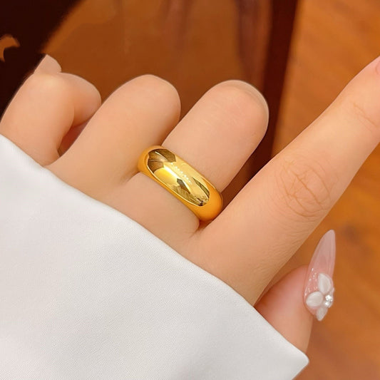 Alluvial Gold Glossy Loach Back Ring Solid Closed Wide Version