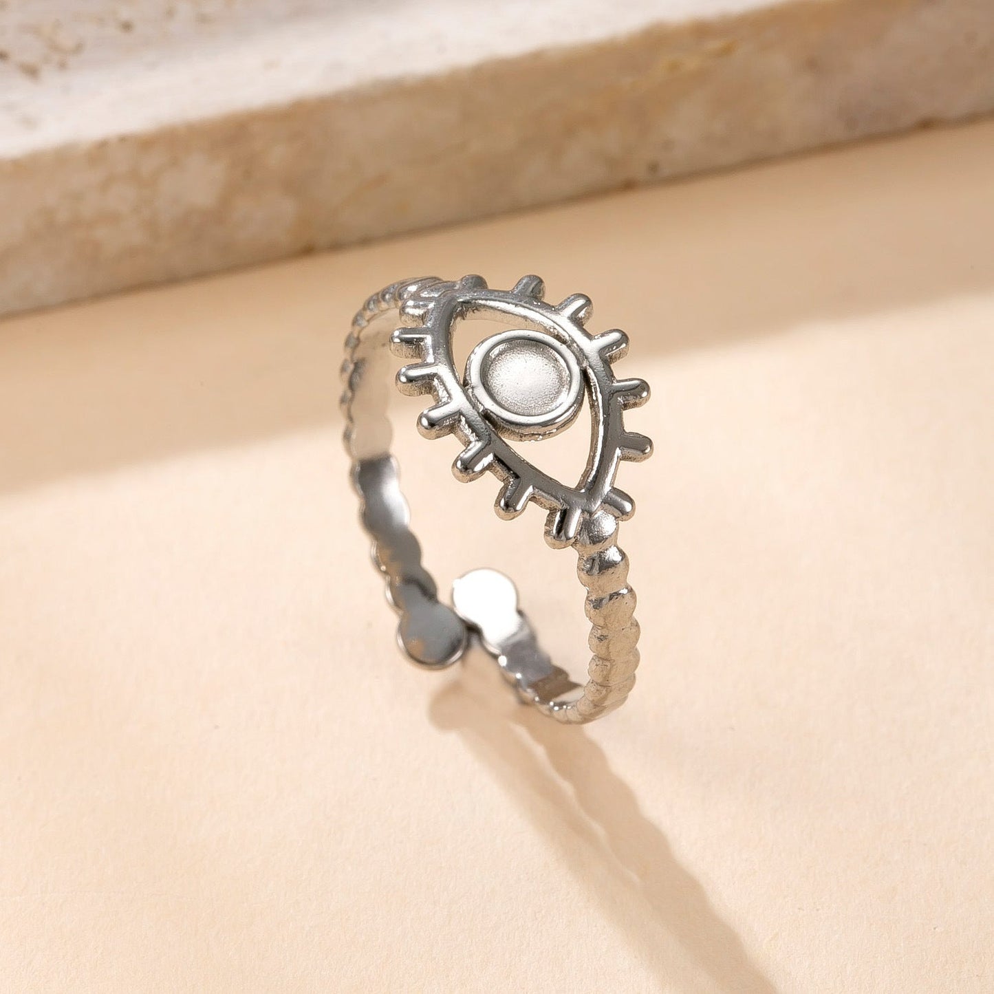 Stainless Steel Ring Oil Pressure Hollow Star Moon Open Ring Female