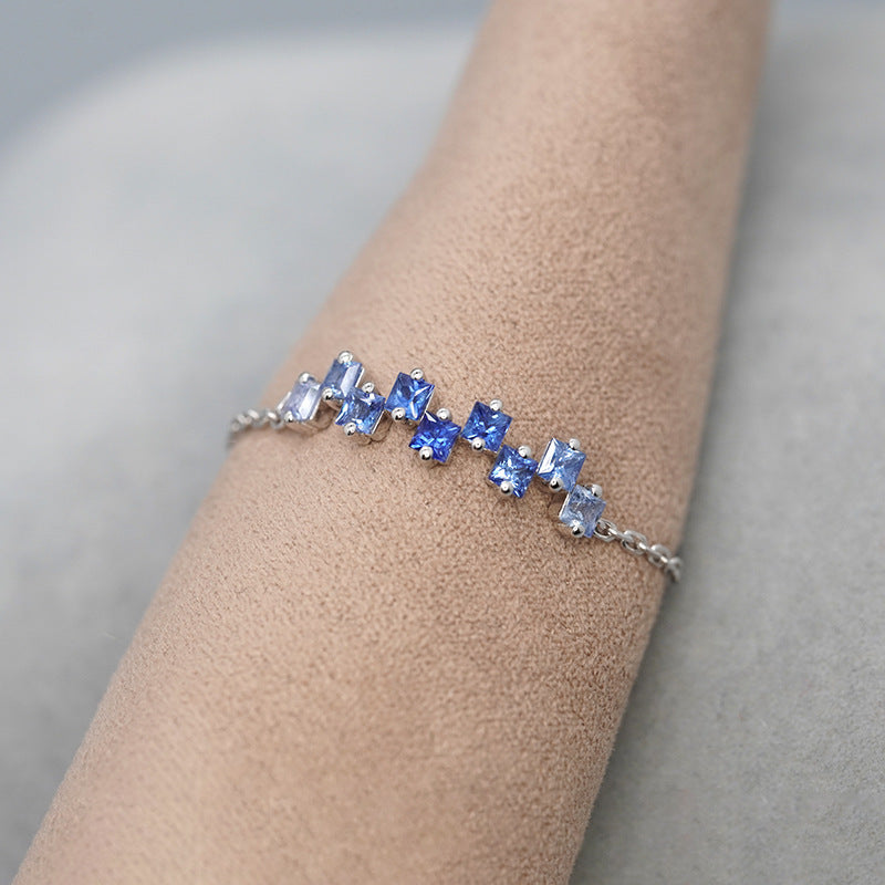 Fashionable And Versatile Square Blue Stone Ring