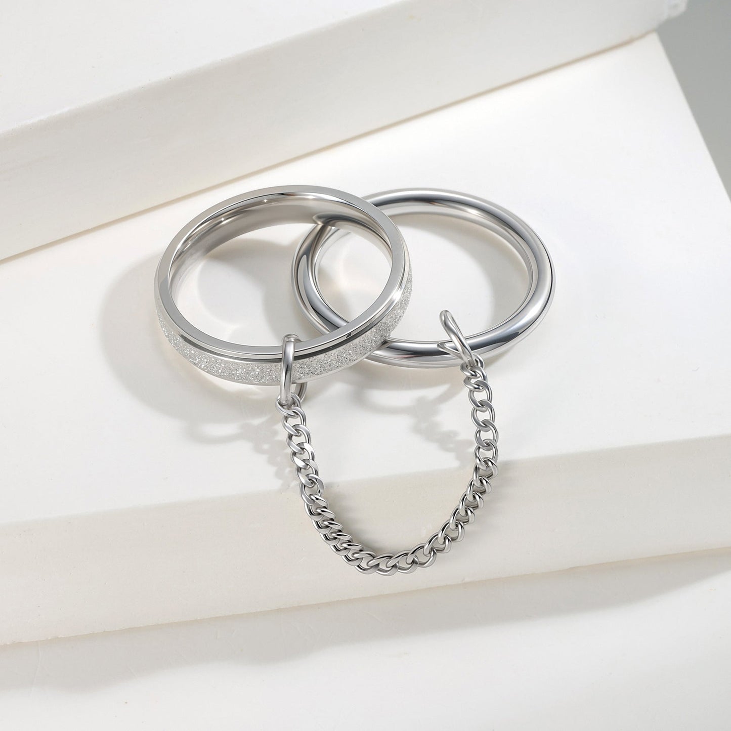 Chain Stainless Steel Stacked Niche Finger Ring
