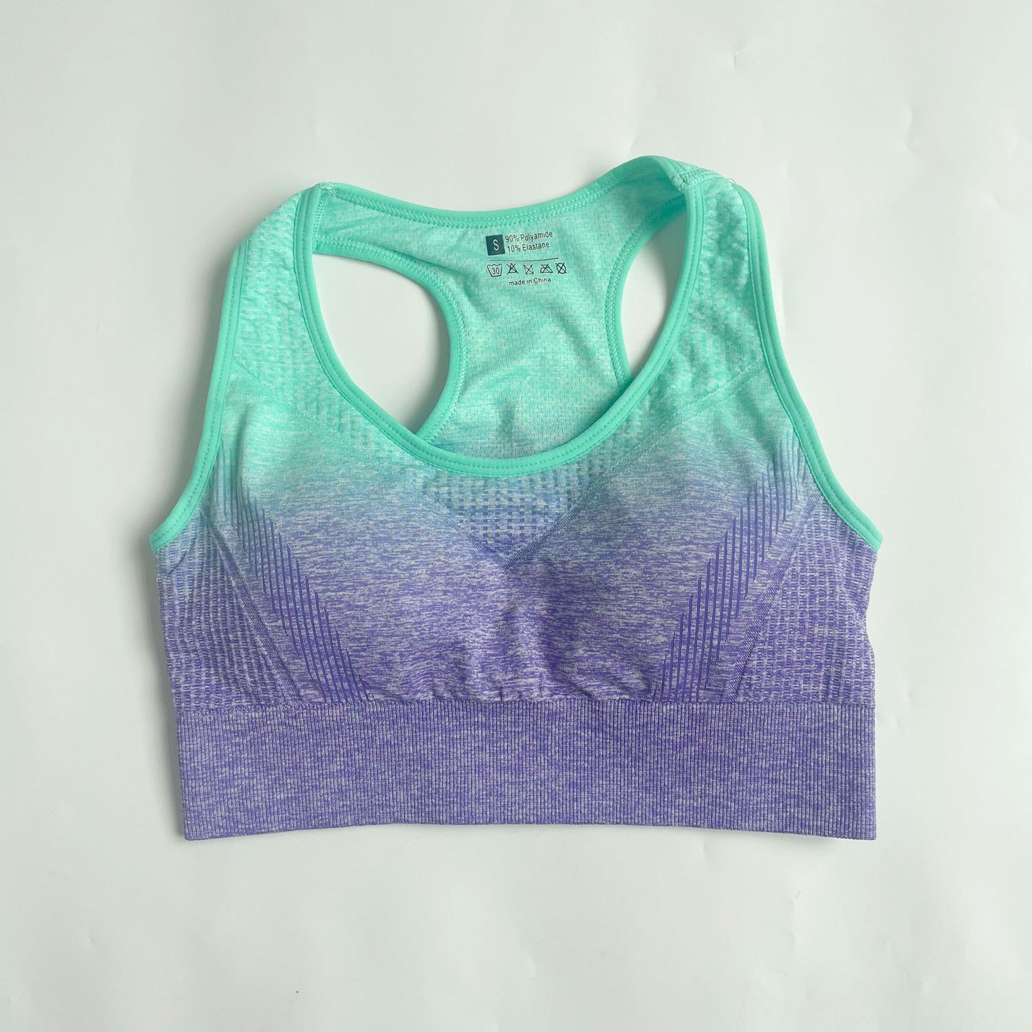 Gradient Seamless Yoga Shorts Women's Sports Gather Bra