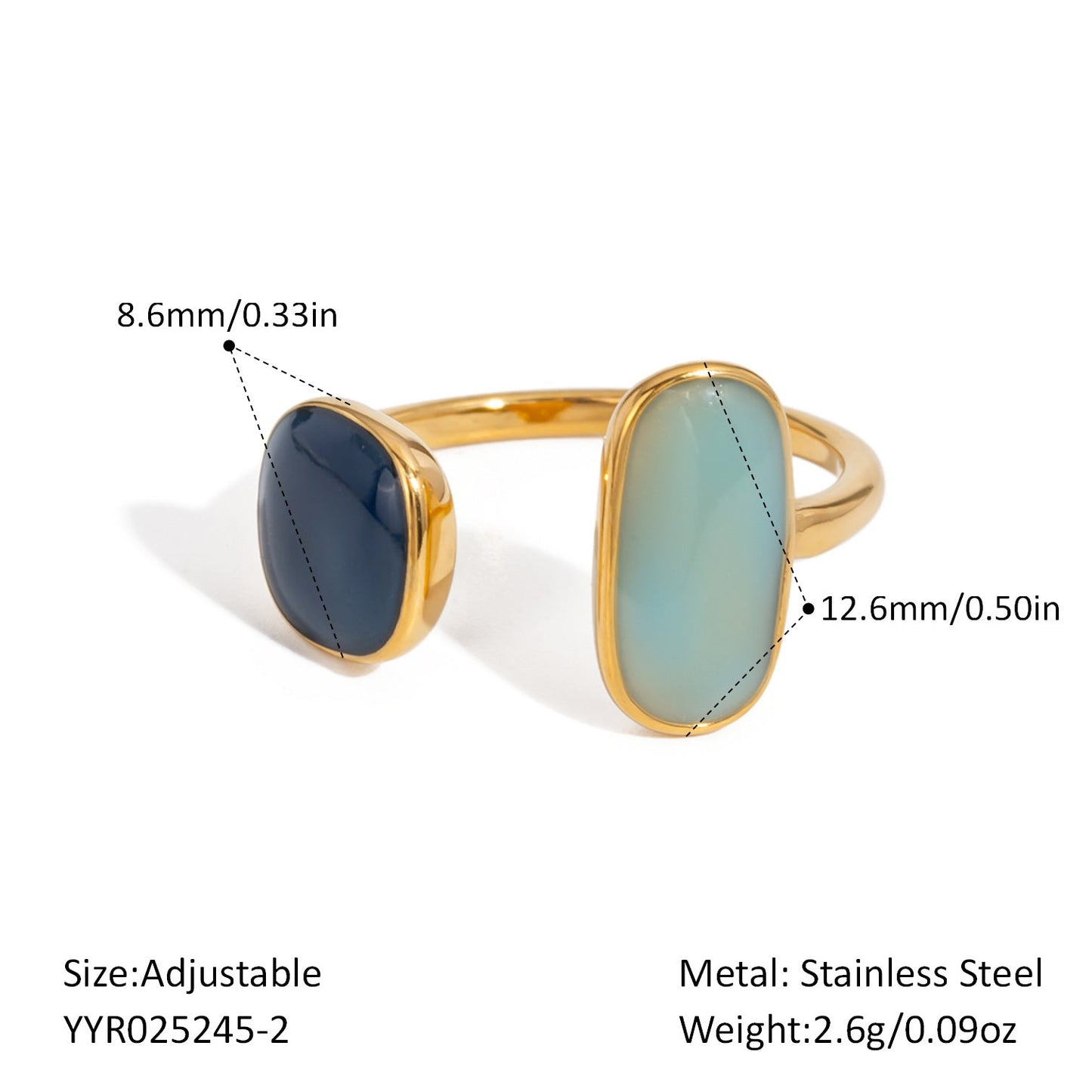 Retro Stainless Steel Oil Dripping Color Open Ring 18K Gold Simple