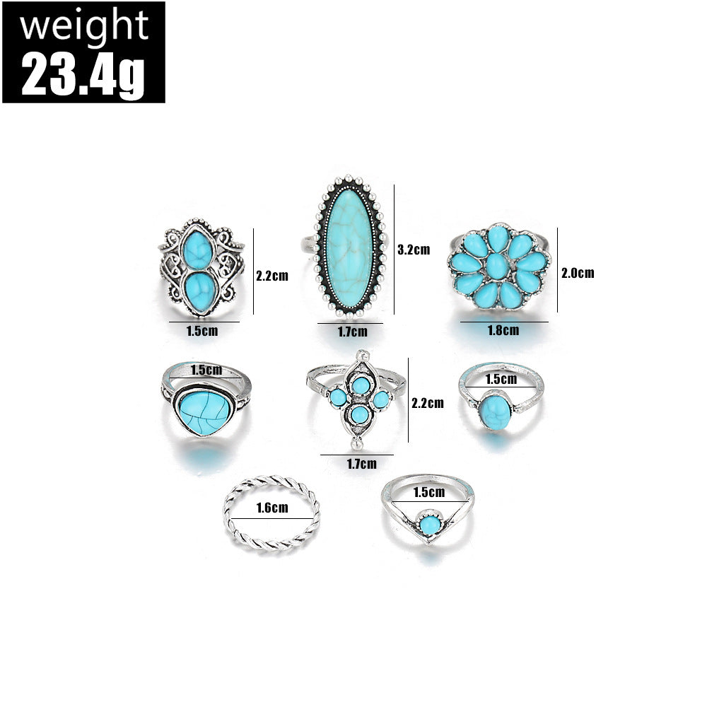 Vintage Boho Turquoise Floral Twist 8-piece Set