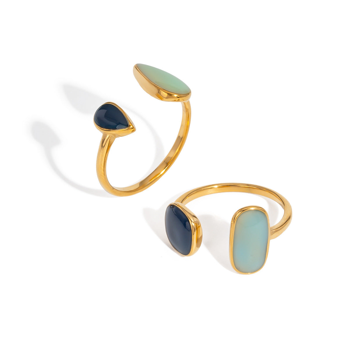 Retro Stainless Steel Oil Dripping Color Open Ring 18K Gold Simple