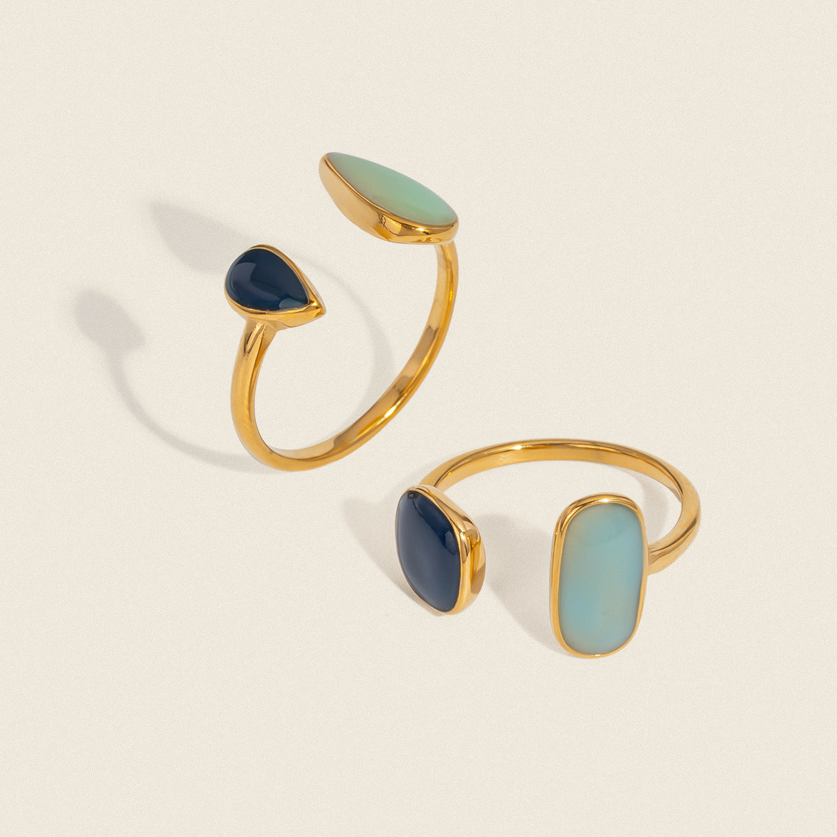 Retro Stainless Steel Oil Dripping Color Open Ring 18K Gold Simple