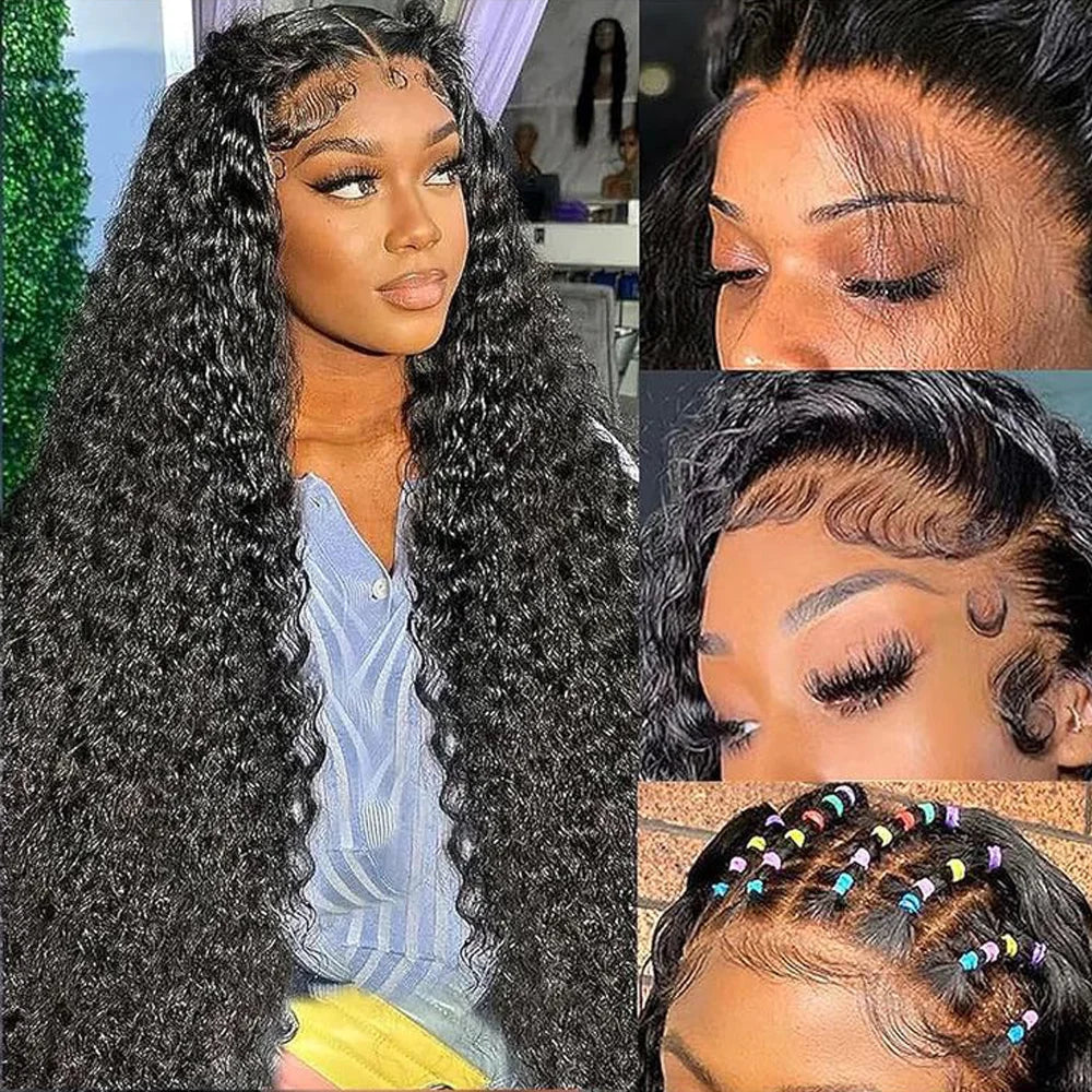 Deep Wave Lace Front Human Hair Curly Wigs