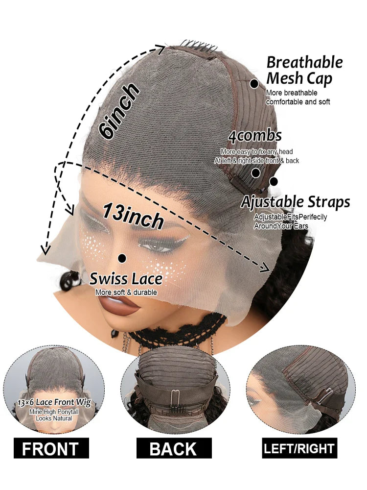 Deep Wave Lace Front Human Hair Curly Wigs