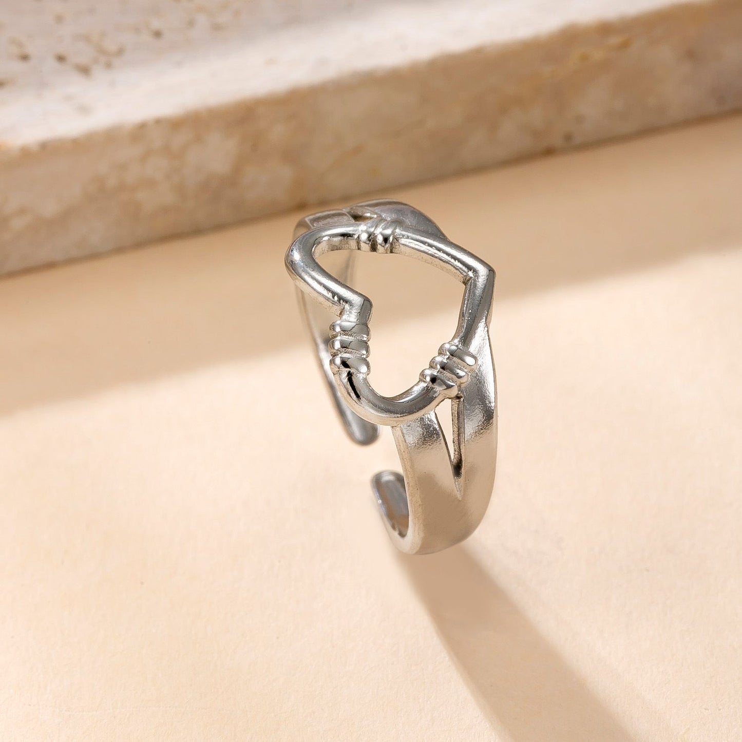 Stainless Steel Ring Oil Pressure Hollow Star Moon Open Ring Female
