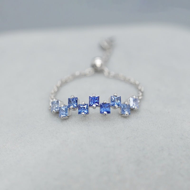 Fashionable And Versatile Square Blue Stone Ring