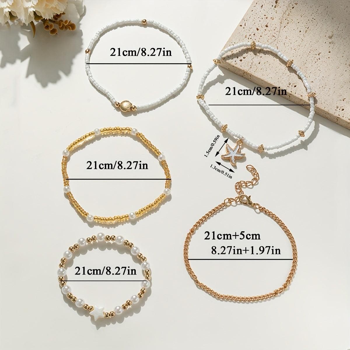 5 Pieces Suit Fashion Anklets For Women
