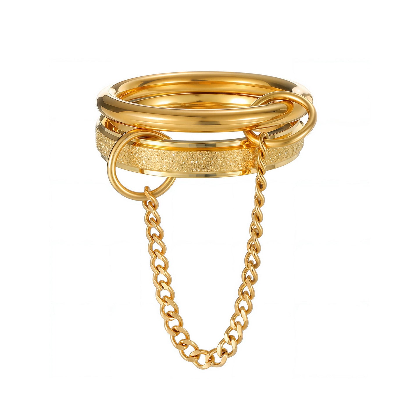 Chain Stainless Steel Stacked Niche Finger Ring