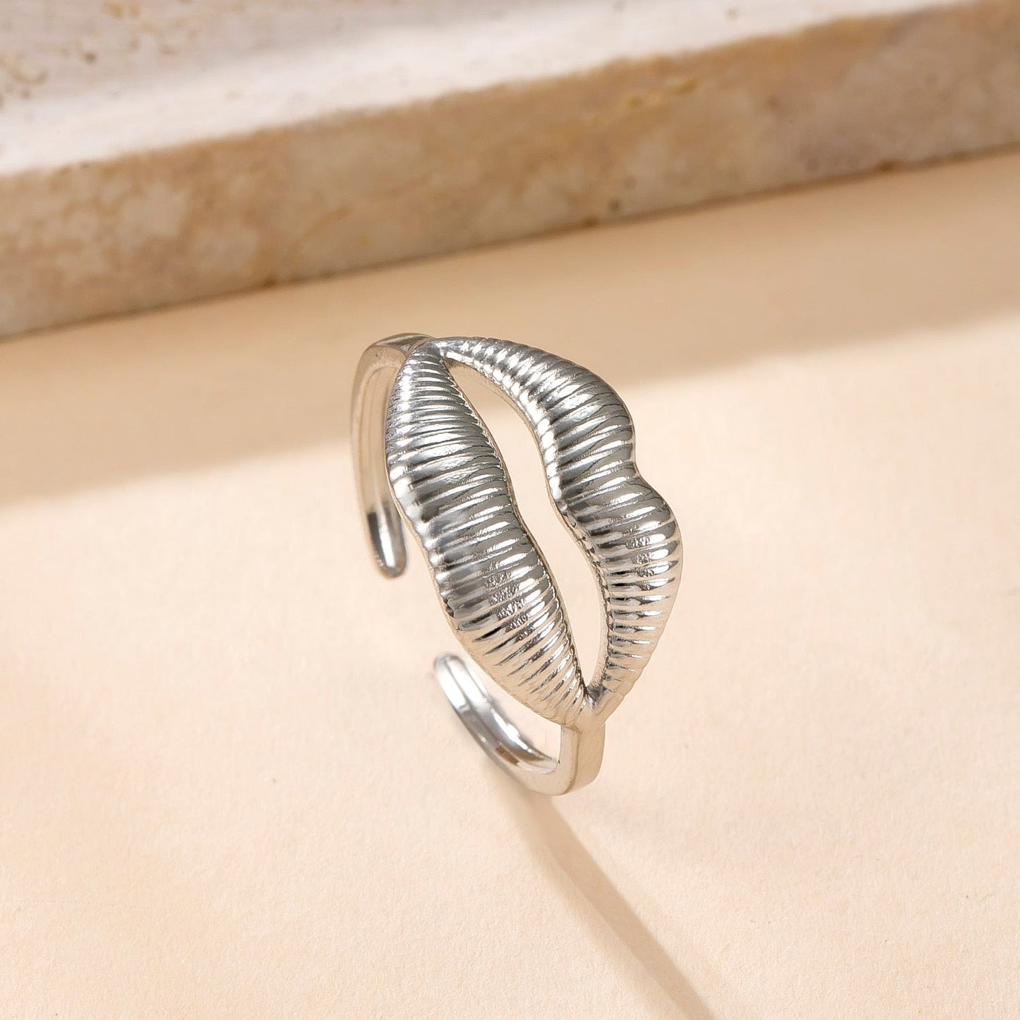 Stainless Steel Ring Oil Pressure Hollow Star Moon Open Ring Female