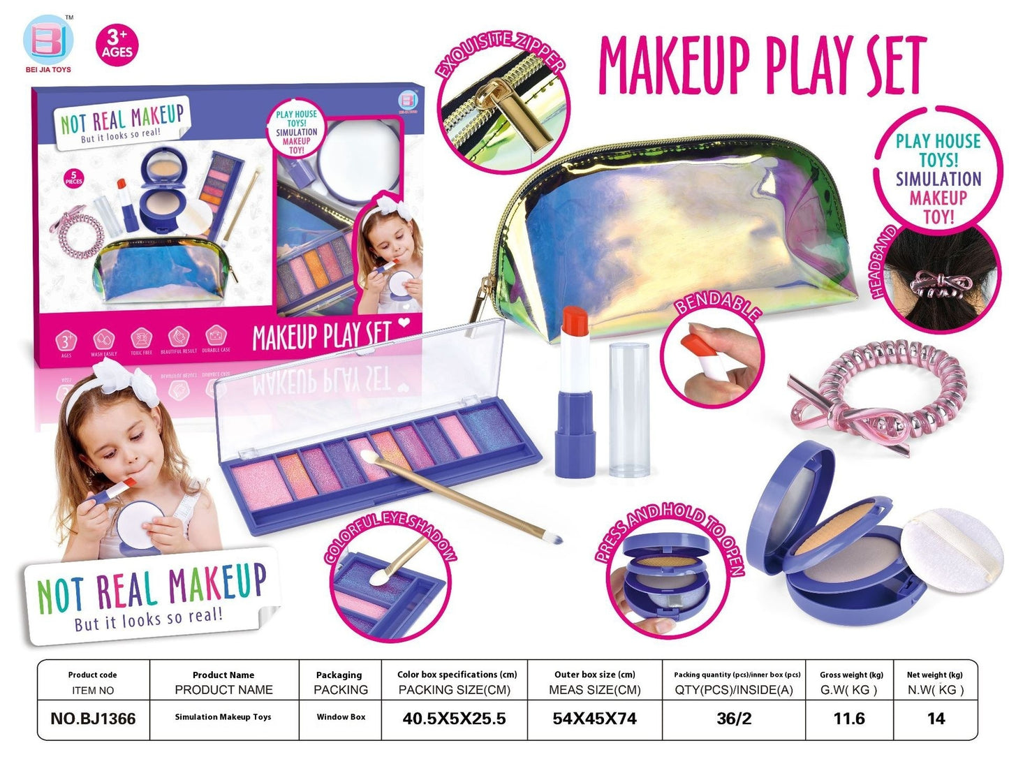 Play House Children's Cosmetics Toy Girl Simulation Makeup Ornament Handbag Set